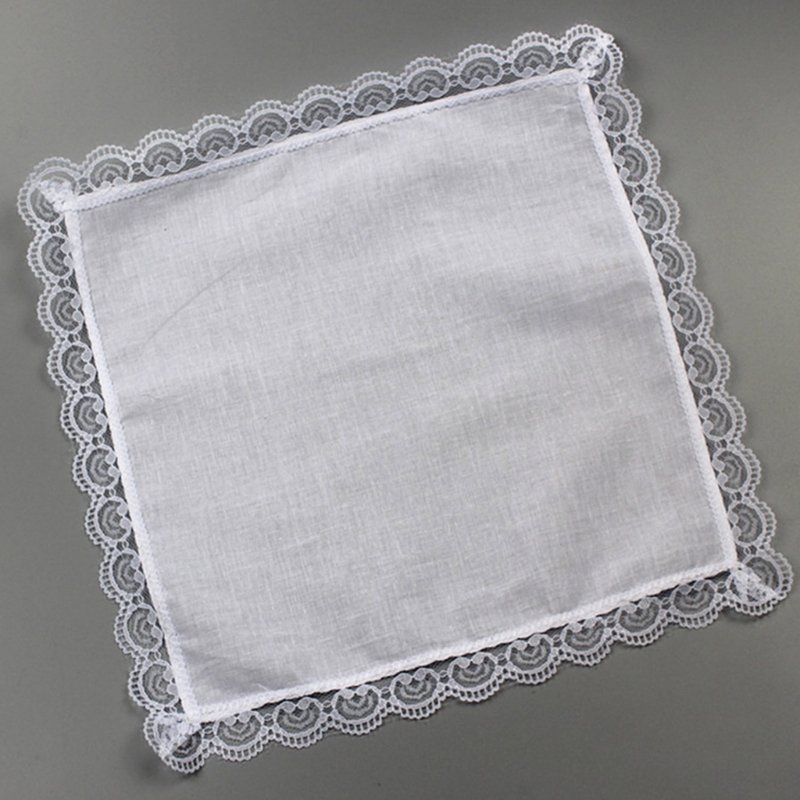 D0UB 軽量 ホワイト ハンカチ コットン レース トリム - Handkerchief Cotton Men のレビューと価格