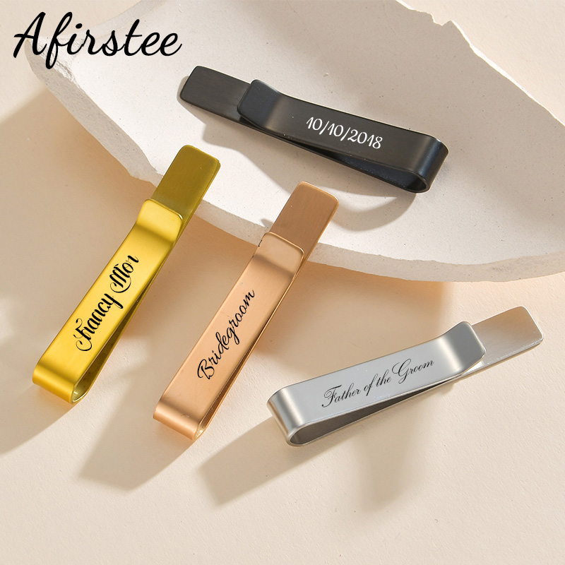 Afirstee ステンレス鋼彫刻名ネクタイクリップ男性用カ - Tie Bar Set Gift のレビューと価格
