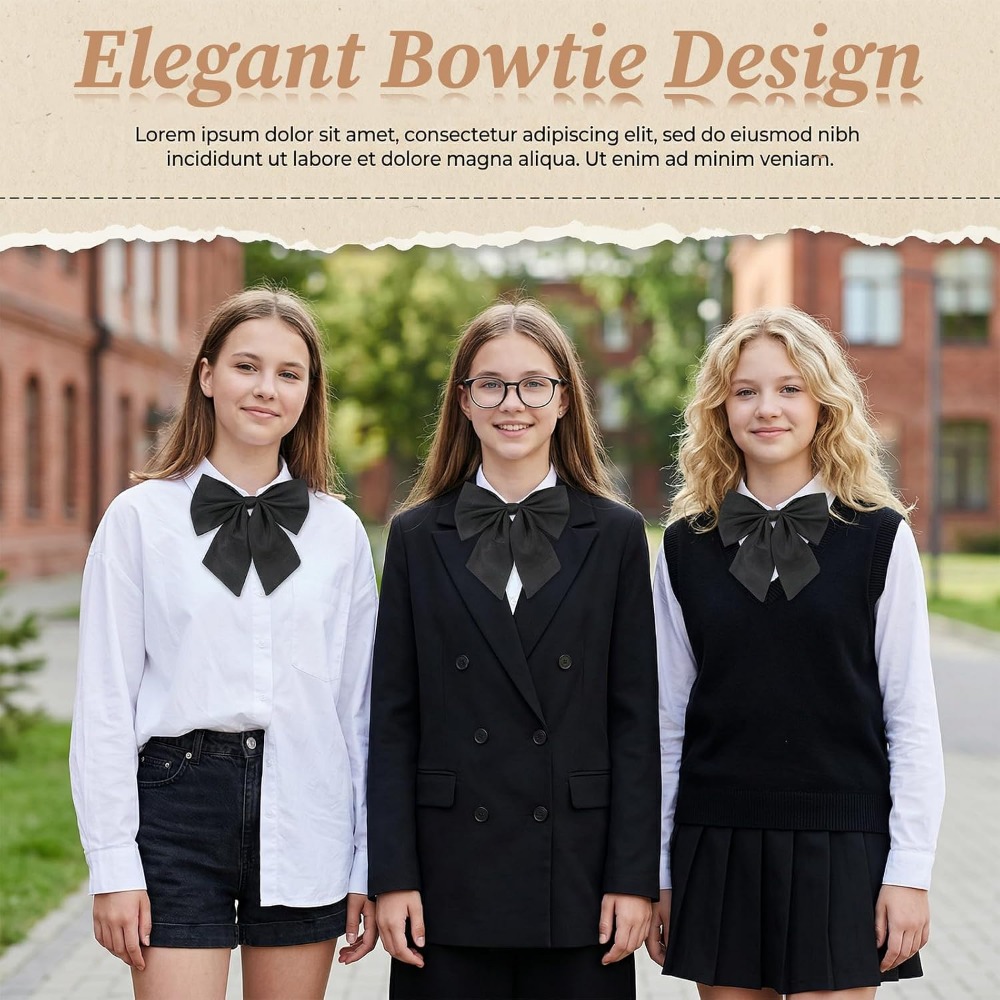 女性用ブラック蝶ネクタイ、特別なイベントや制服に最適な調節可 - Bow Tie Pre Tied のレビューと価格