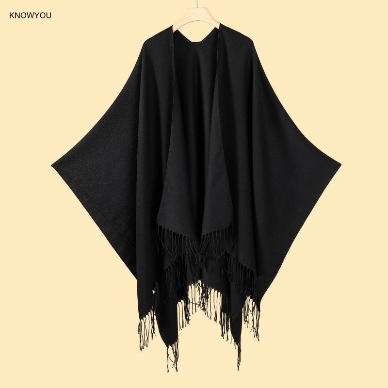 男性と女性のためのモノクロ人工カシミヤポンチョ,暖かいケープ - Muffler Men Wool のレビューと価格