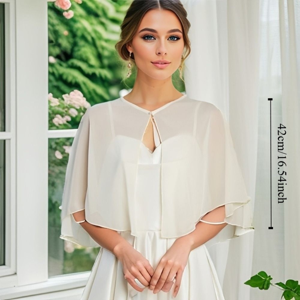 ヴィンテージ シアー シフォン ケープレット 軽量デザイン  - Stole Wedding Shawl のレビューと価格
