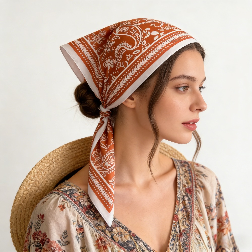 1Pc カシュープリントファッションシルクスカーフスクエアス - Scarf Silk Square のレビューと価格