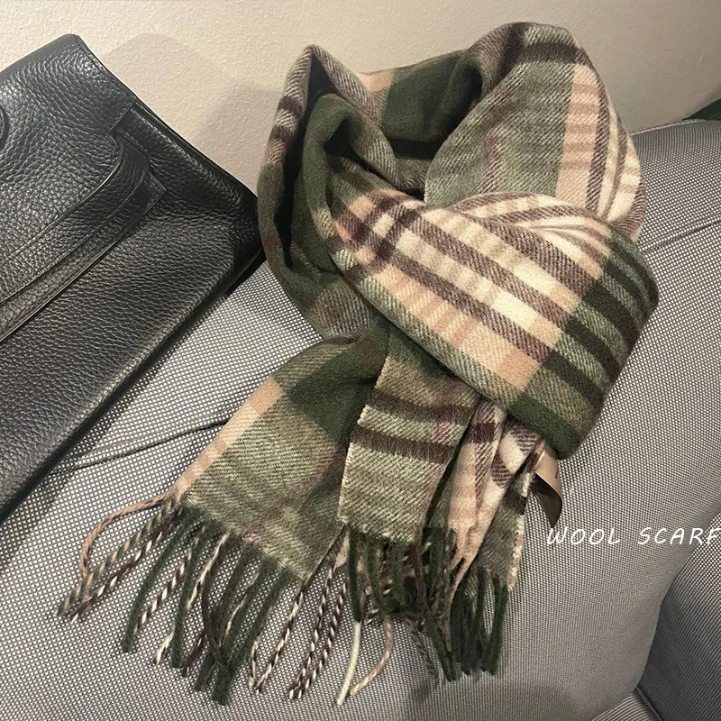 高品質 100% ウールスカーフ男性冬秋ピュアウールファッシ - Muffler Men Wool のレビューと価格