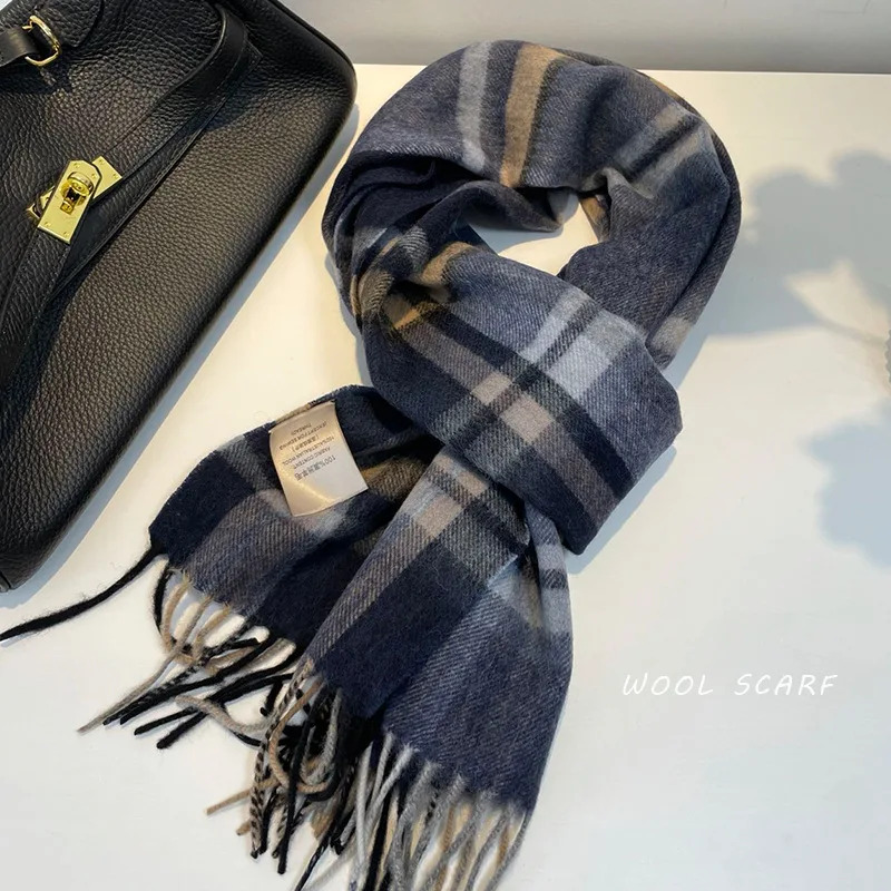 高品質 100% ウールスカーフ男性冬秋ピュアウールファッシ - Muffler Men Wool のレビューと価格