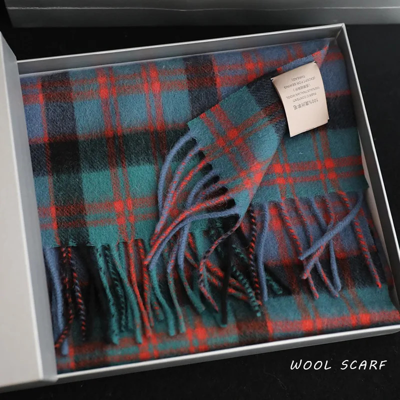 高品質 100% ウールスカーフ男性冬秋ピュアウールファッシ - Muffler Men Wool のレビューと価格