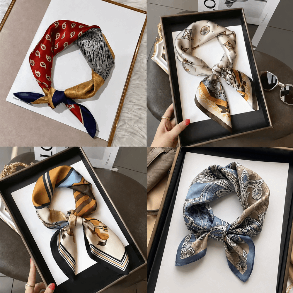 シルク素材のシルクスクエアスカーフ、花柄プリント、柔らかい質 - Face Scarf Mask のレビューと価格