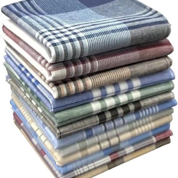 メンズハンカチ 100% コットン チェック柄ハンカチ - Handkerchief Cotton Men のレビューと価格