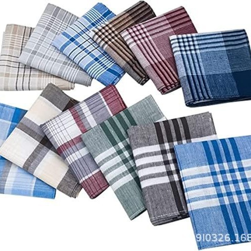 メンズハンカチ 100% コットン チェック柄ハンカチ - Handkerchief Cotton Men のレビューと価格