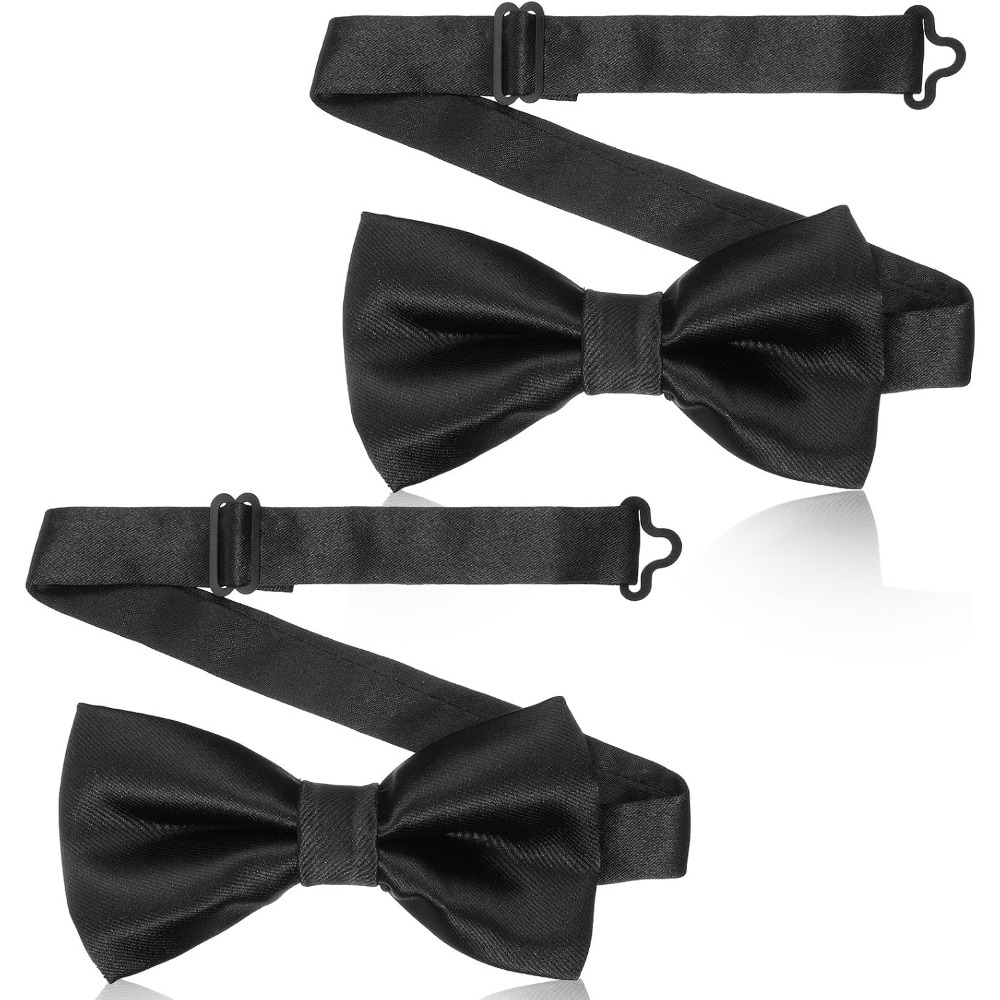 2ピースブラック蝶ネクタイ、男性用プレタイド調節可能な蝶ネク - Bow Tie Pre Tied のレビューと価格