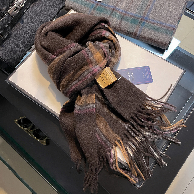 高品質純粋な 100% ウール男性スカーフソフト暖かいカシミ - Muffler Men Wool のレビューと価格