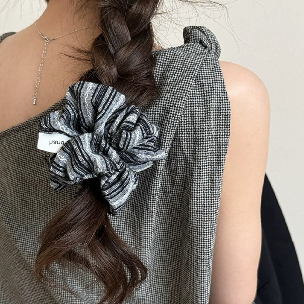 2025年韓国ファッションストライプヘアゴム女の子用ブルーシ - Silk Tie Striped のレビューと価格