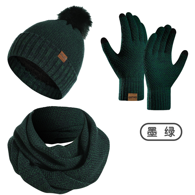 女性用冬用3点フリース裏地付きニットセット、ポンポン付きビー - Infinity Scarf Knit のレビューと価格