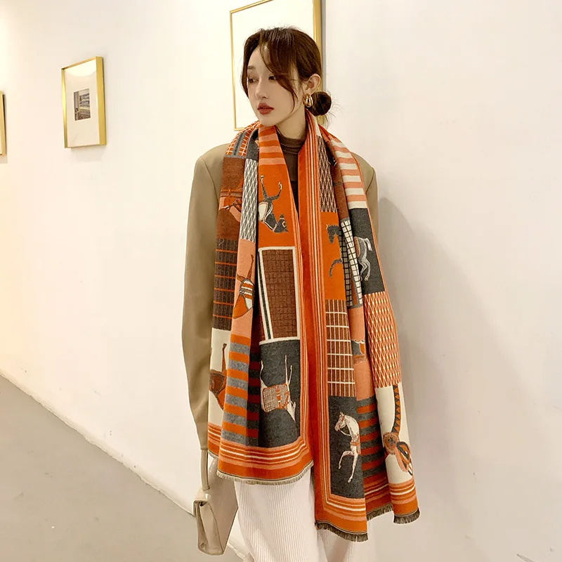 女性のための豪華な冬のカシミヤスカーフ,暖かいパシュミナブラ - Woven Scarf Blanket のレビューと価格