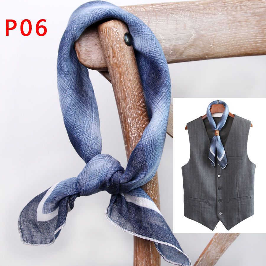 メンズスクエアスカーフ,ボタン付きコットンとリネンのスカーフ - Ascot Neck Scarf のレビューと価格
