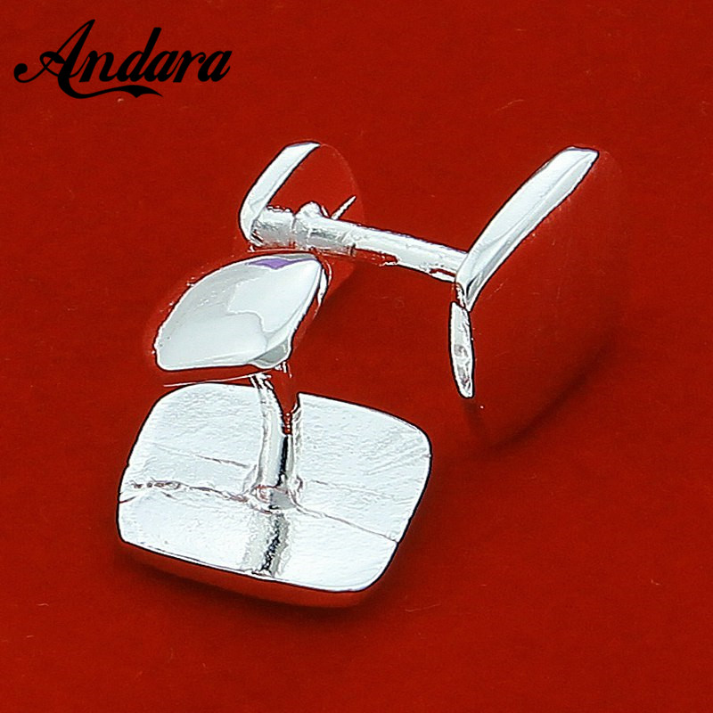 ホット販売シルバースクエアカフスボタンメンズシルバーカラーシ - Tie Clip Silver のレビューと価格