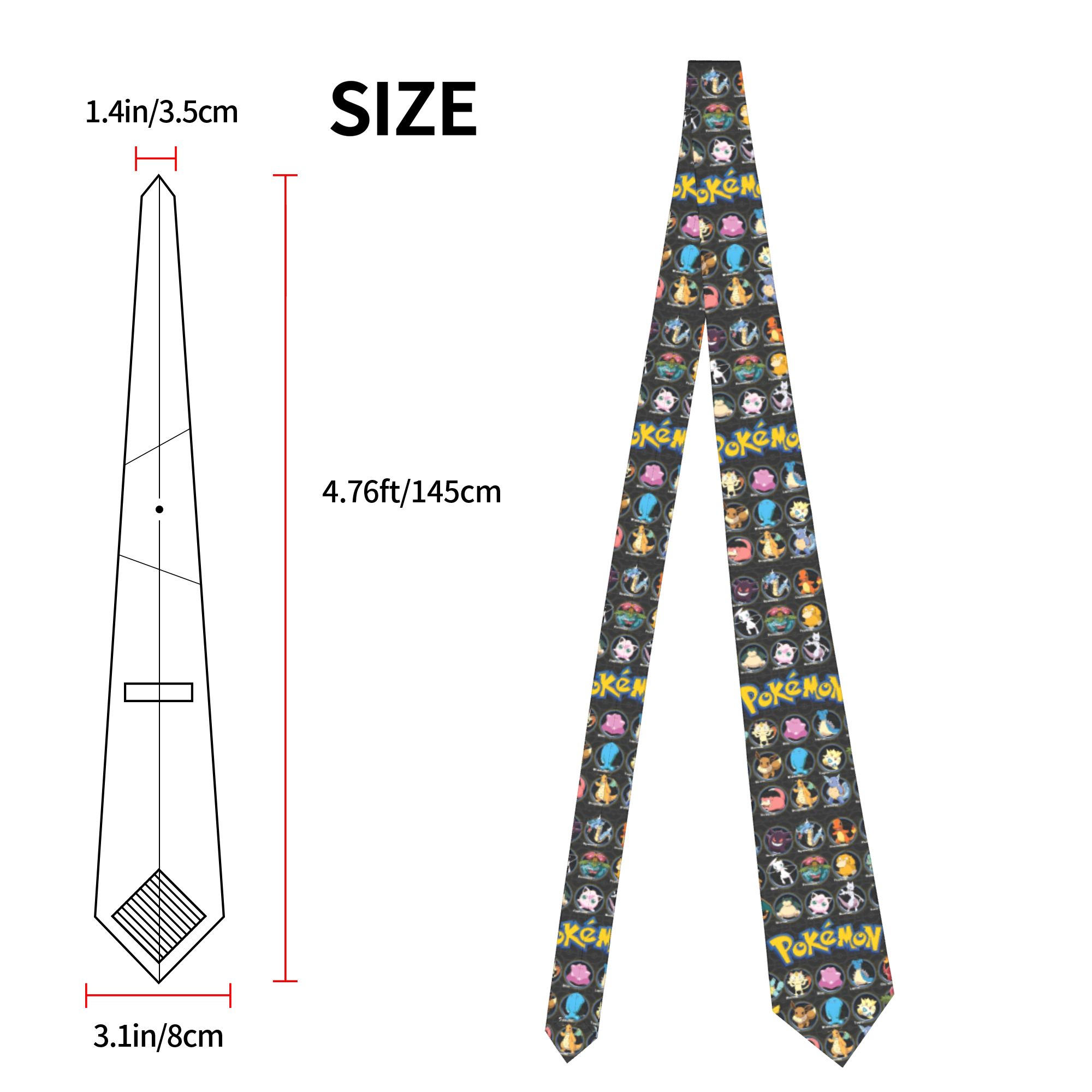漫画ポケモンキャラクターネクタイ男性女性スキニーポリエステル - Skinny Tie Men のレビューと価格