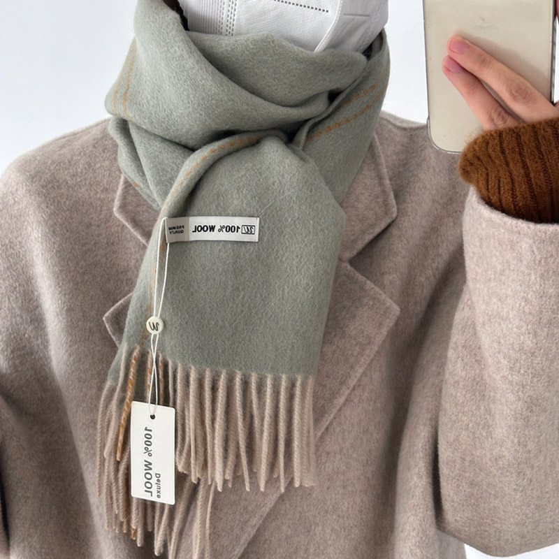 エレガントな良質 100% ウールスカーフ女性男性秋冬ネッカ - Muffler Men Wool のレビューと価格