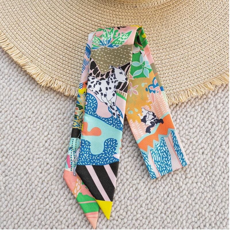 プリントシルクネックスカーフ,2層,女性用,ヘッドラップ,ト - Ascot Neck Scarf のレビューと価格