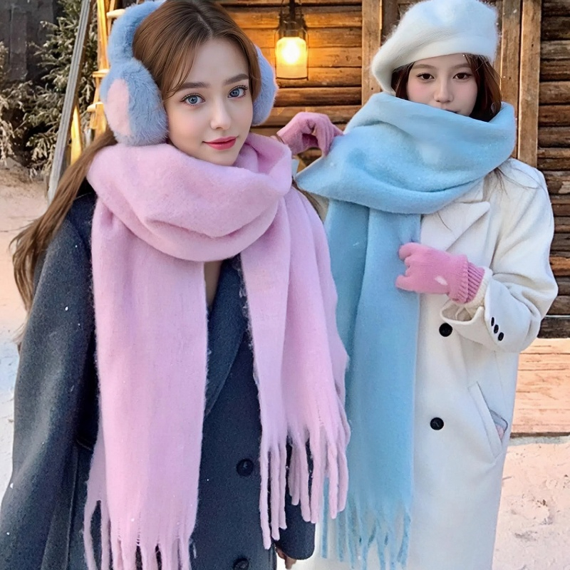 冬のスカーフ女性のためのカシミヤ暖かいソリッドピンクパシュミ - Woven Scarf Blanket のレビューと価格