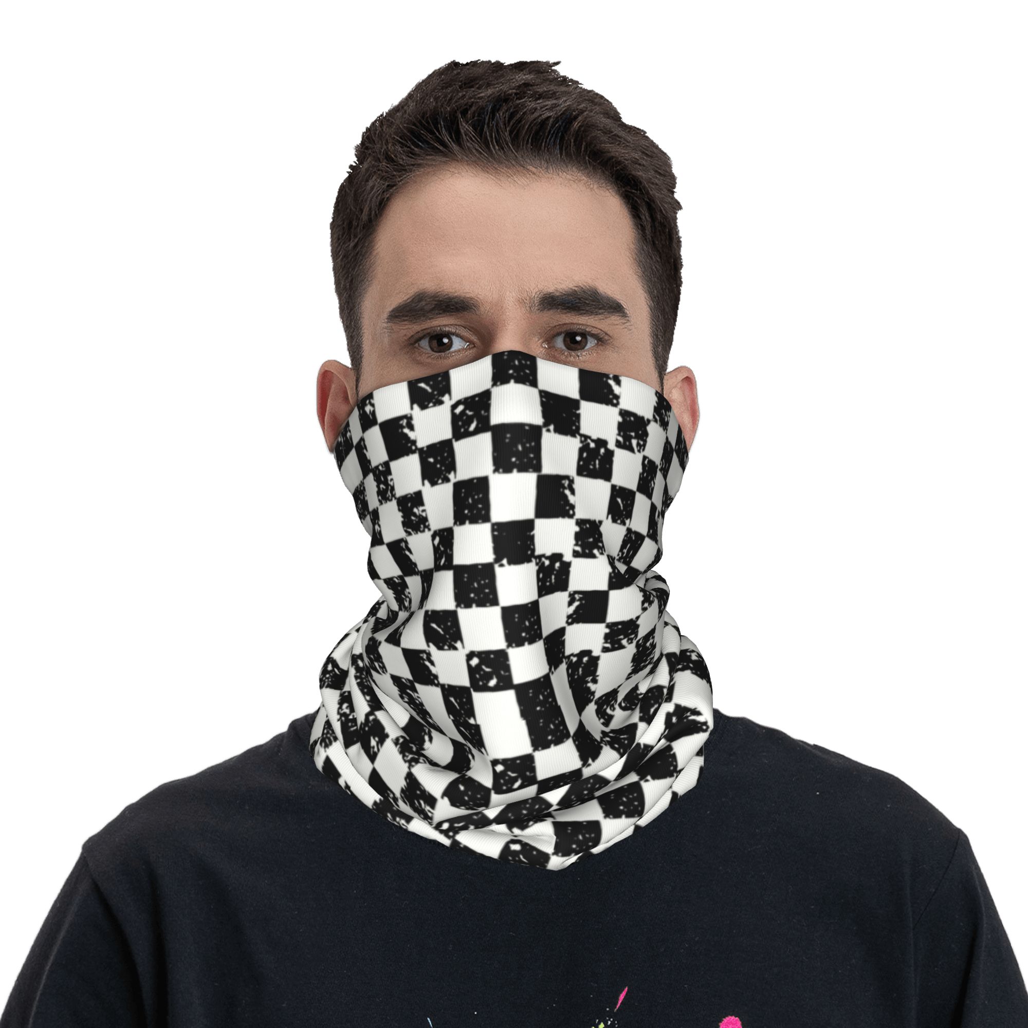 カスタムレトロチェック柄フラッグウィンターヘッドバンドネック - Neck Warmer Tube のレビューと価格