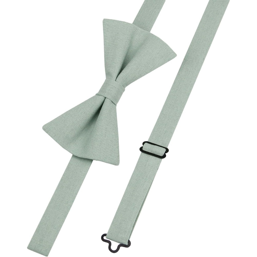 リネンコットン蝶ネクタイ - 男性の結婚式や花婿の付添人用の - Bow Tie Pre Tied のレビューと価格