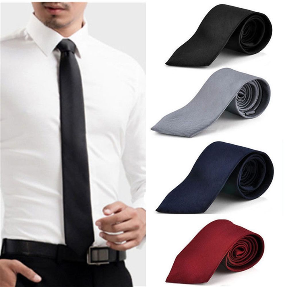 スリムスキニーソリッドネックタイ ウェディングシルクタイ - Skinny Tie Men のレビューと価格