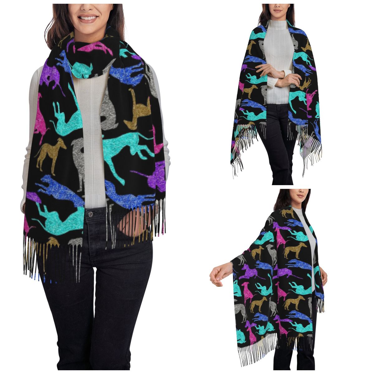 グレートグレイハウンドコンボスカーフ 暖かいパシュミナショー - Pashmina Wrap Large のレビューと価格