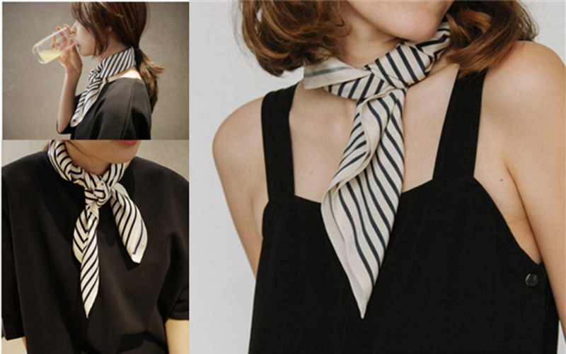 女性用フリンジスクエアシルクスカーフ,バンダナ,ヘッドバンド - Silk Tie Striped のレビューと価格