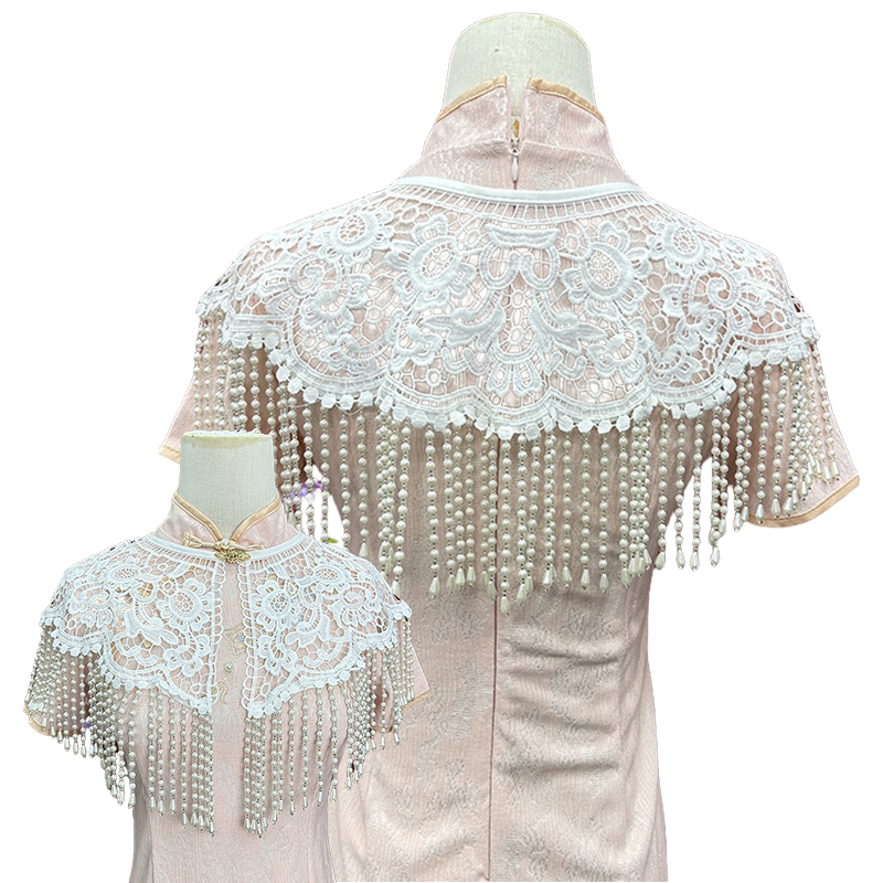 ヴィンテージパールタッセルショール古代風クラウドショルダー漢 - Stole Wedding Shawl のレビューと価格