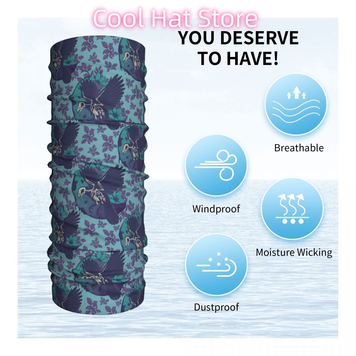 レイブンスケルトンとムーンヘッドバンドネックウォーマーメンズ - Neck Warmer Tube のレビューと価格