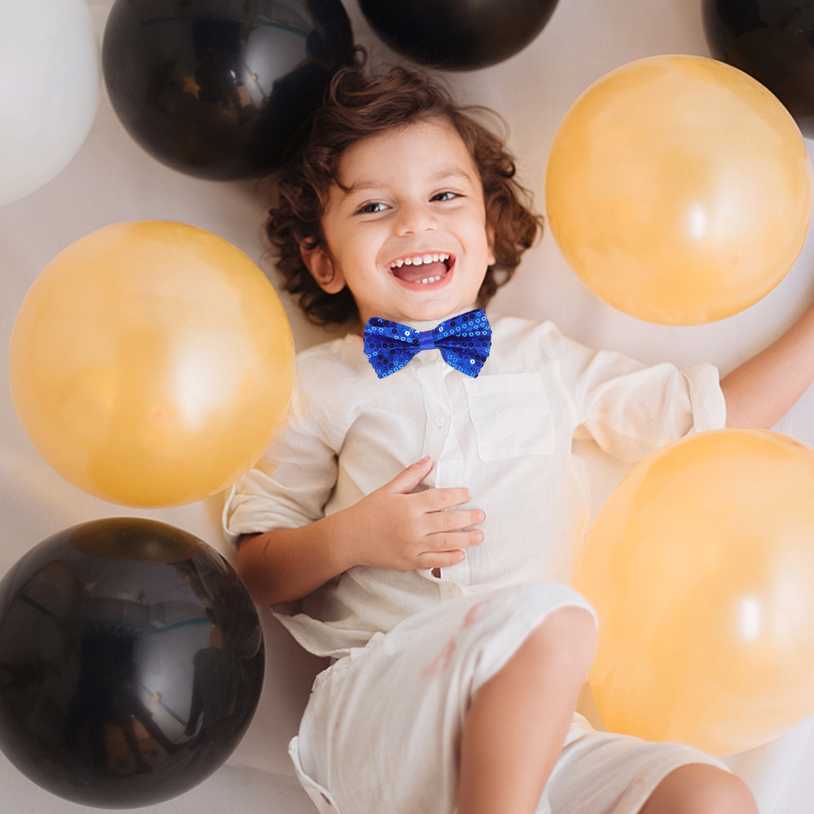 5 個子供用スパンコール蝶ネクタイ光沢のあるグリッター調節可 - Bow Tie Pre Tied のレビューと価格