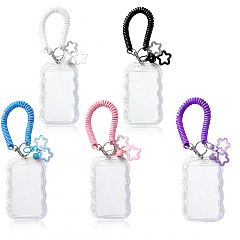 ユニークな波状エッジのIDカードホルダー、伸縮性のある電話コ - Lanyard Badge Holder のレビューと価格
