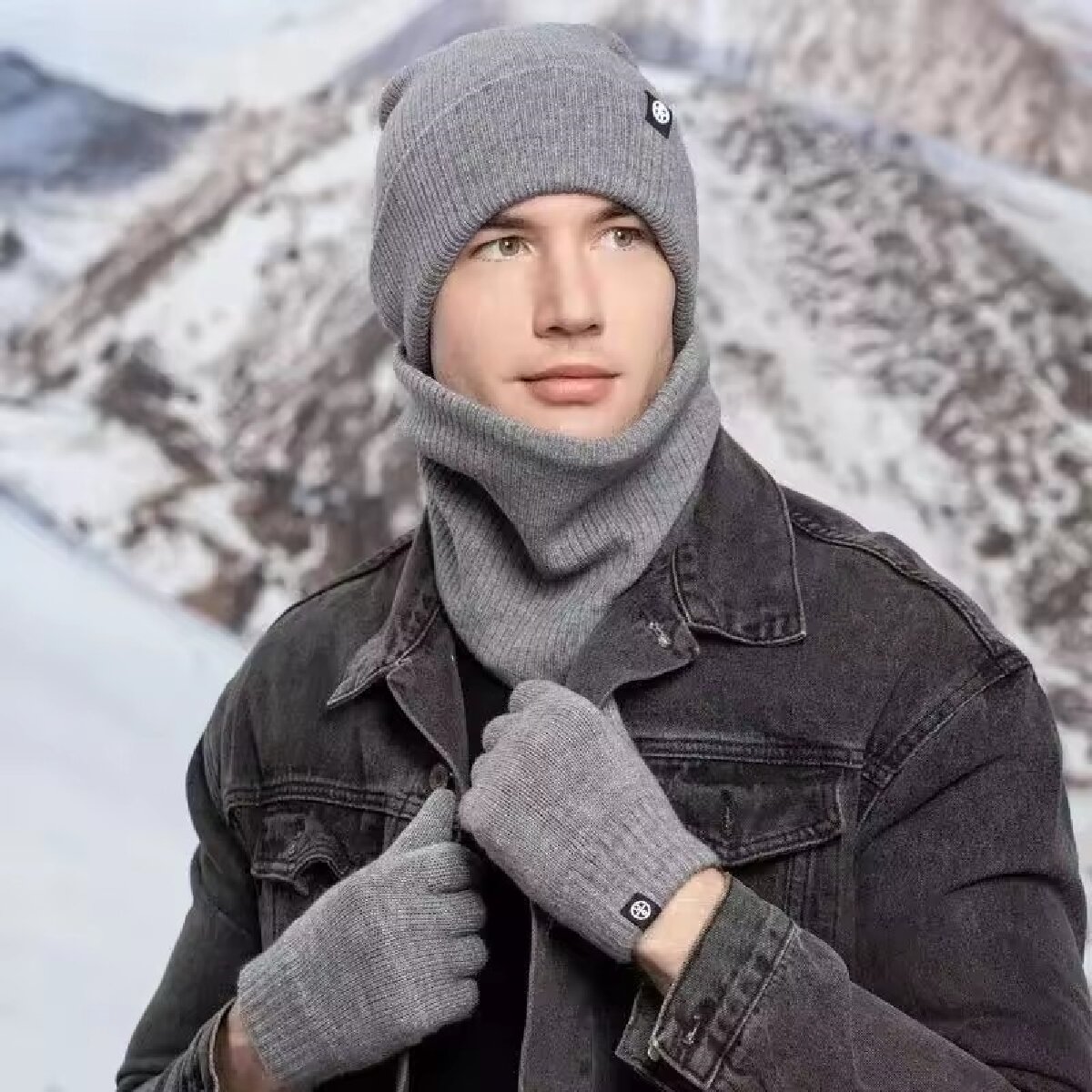 3 個冬ビーニー帽子手袋スヌードスカーフセットスカルキャップ - Muffler Men Wool のレビューと価格