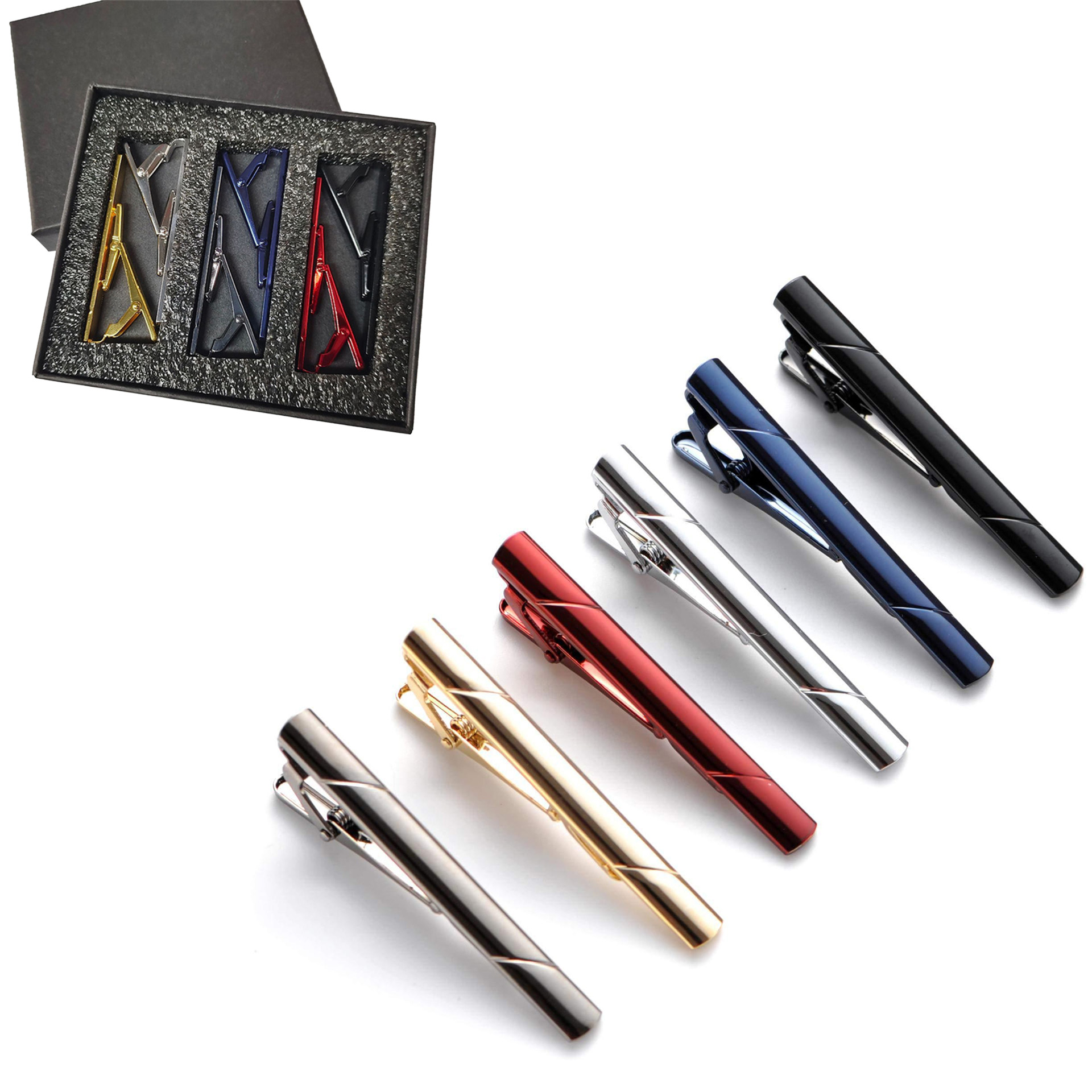 メタルネクタイピンセット 1/4/6個入り メンズ ビジネス - Tie Bar Set Gift のレビューと価格