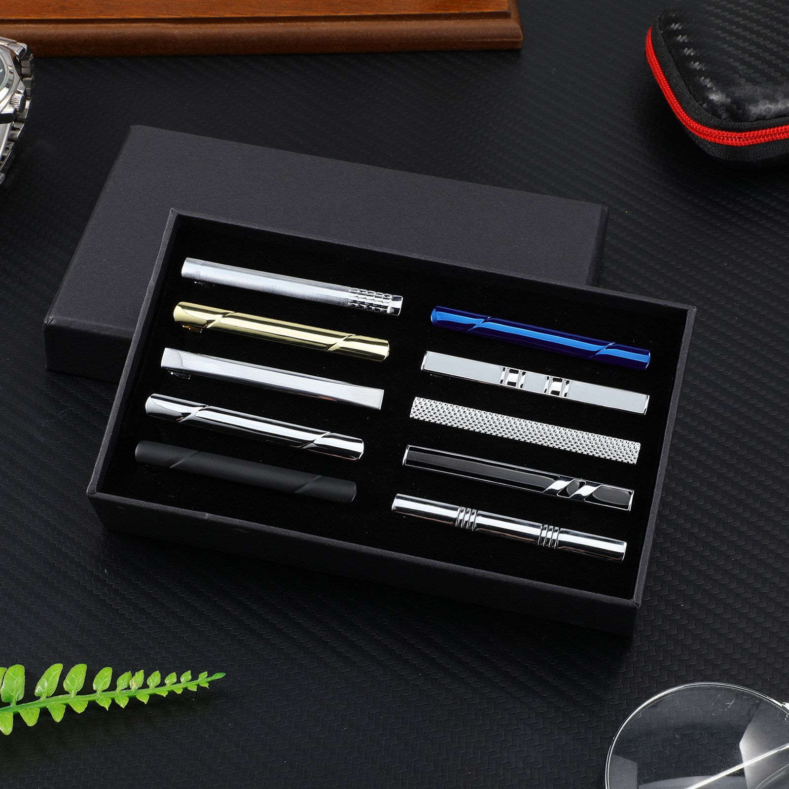 10 個のネクタイクリップピンセットクラシックメタルビジネス - Tie Bar Set Gift のレビューと価格