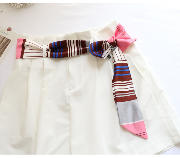 女性のための長いシルクのネッカチーフ,狭いバッグスカーフ,小 - Silk Tie Striped のレビューと価格
