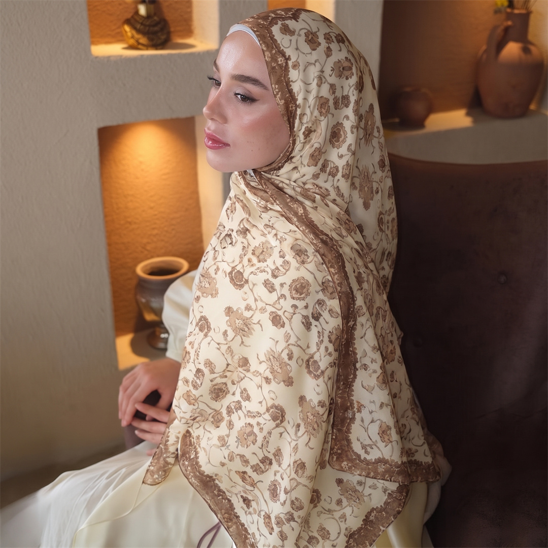 ヴィンテージ花柄プリントヒジャブ ソフト軽量ムスリム女性用ス - Head Wrap Turban のレビューと価格