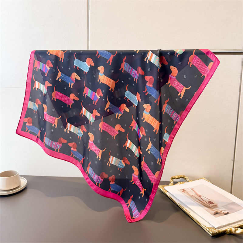 レディースコットン犬柄スクエアスカーフ女性用スタイリッシュな - Bandana Cotton のレビューと価格