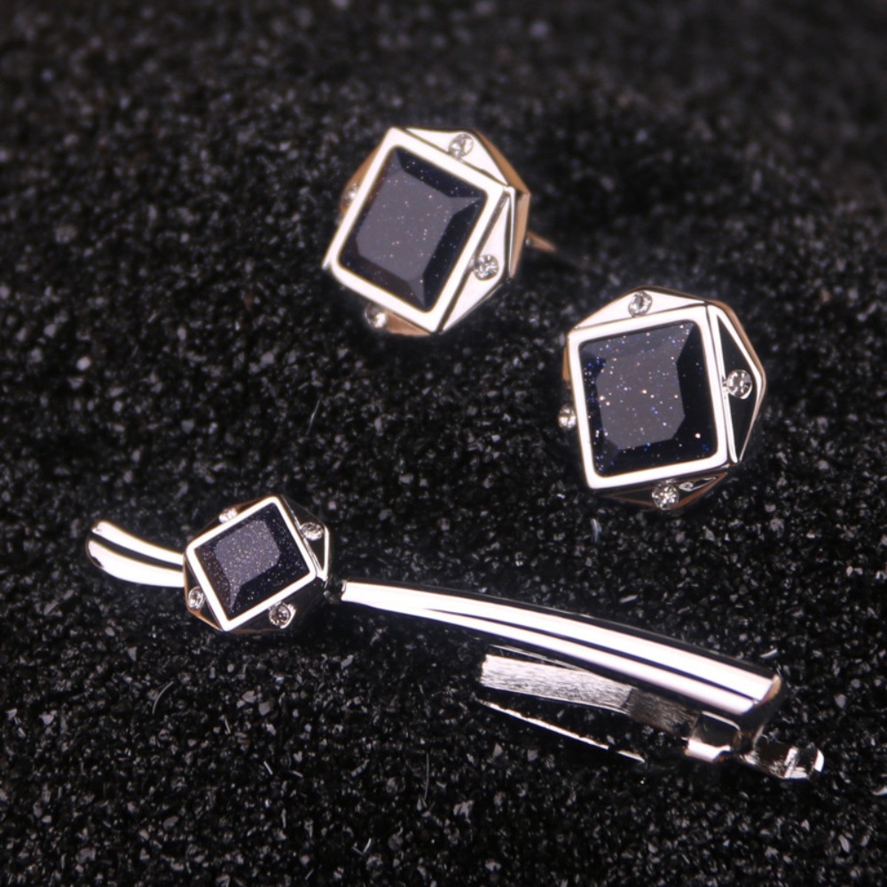 セットメンズタイクリップ新郎タキシードカフスボタンセット光沢 - Tie Bar Set Gift のレビューと価格