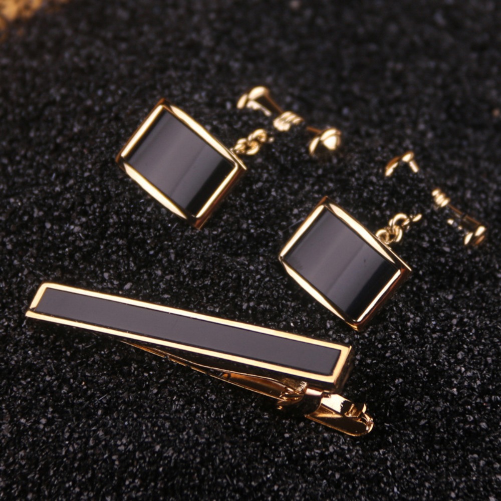 セットメンズタイクリップ新郎タキシードカフスボタンセット光沢 - Tie Bar Set Gift のレビューと価格