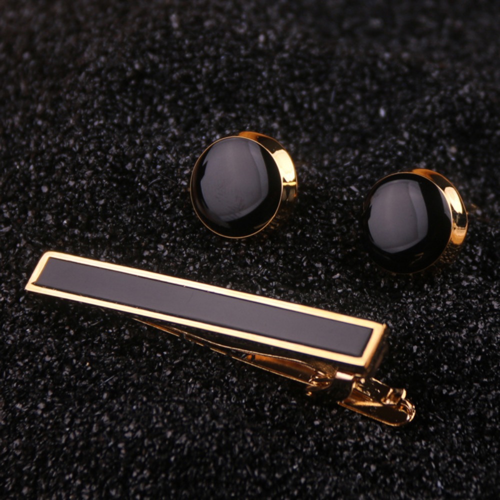 セットメンズタイクリップ新郎タキシードカフスボタンセット光沢 - Tie Bar Set Gift のレビューと価格