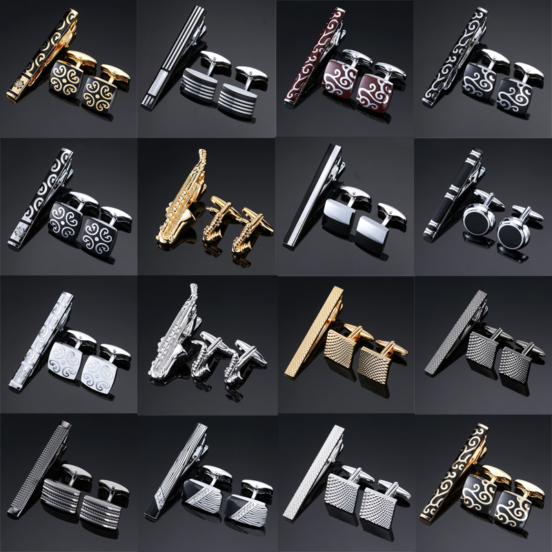 男性用カフリンクスネクタイピン,クラシックパターン,高品質, - Tie Bar Set Gift のレビューと価格