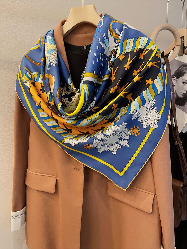 女性用シルクスカーフ,大きなスカーフ,高級デザイナースカーフ - Scarf Silk Square のレビューと価格