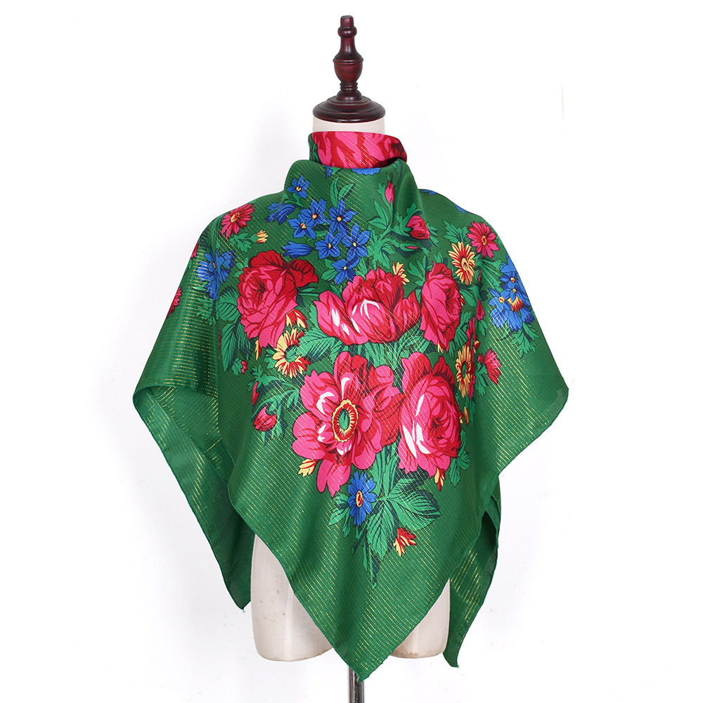 女性のためのロシアの正方形のスカーフ、花柄のショール、ロシア - Bandana Cotton のレビューと価格
